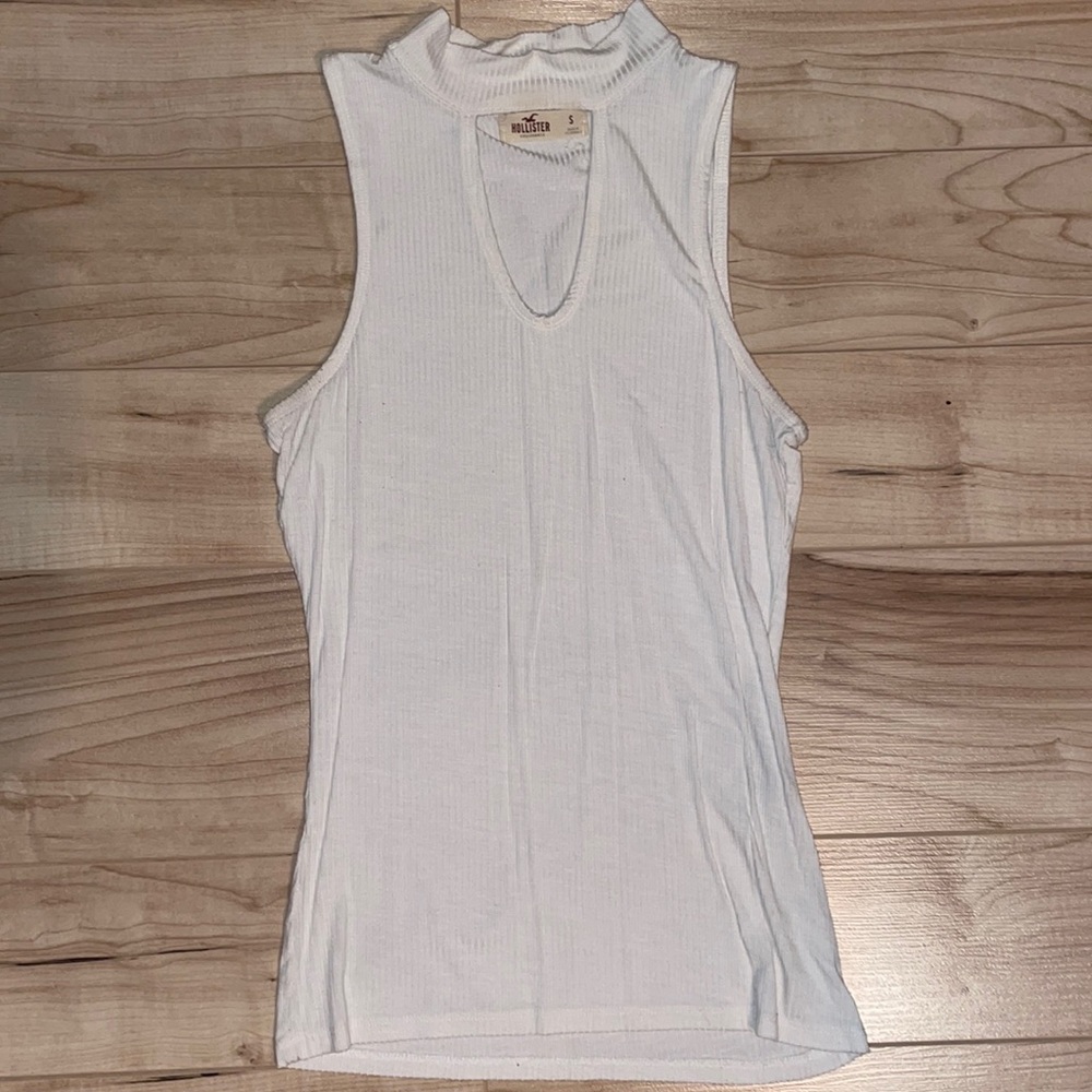 Hollister Cream Ribbed Cut-Out Tank